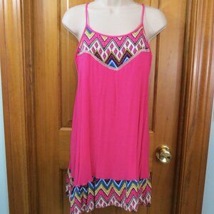 Umgee Barbie Pink Sleeveless Tunic Top/Dress Spaghetti Strap Size Medium